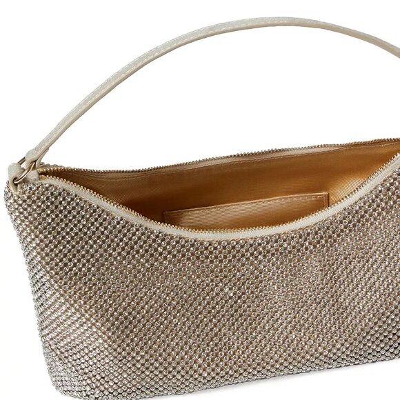 Loeffler Randall Cam Gold Diamante Crystal Mesh Baguette Bag - Picture 4 of 8